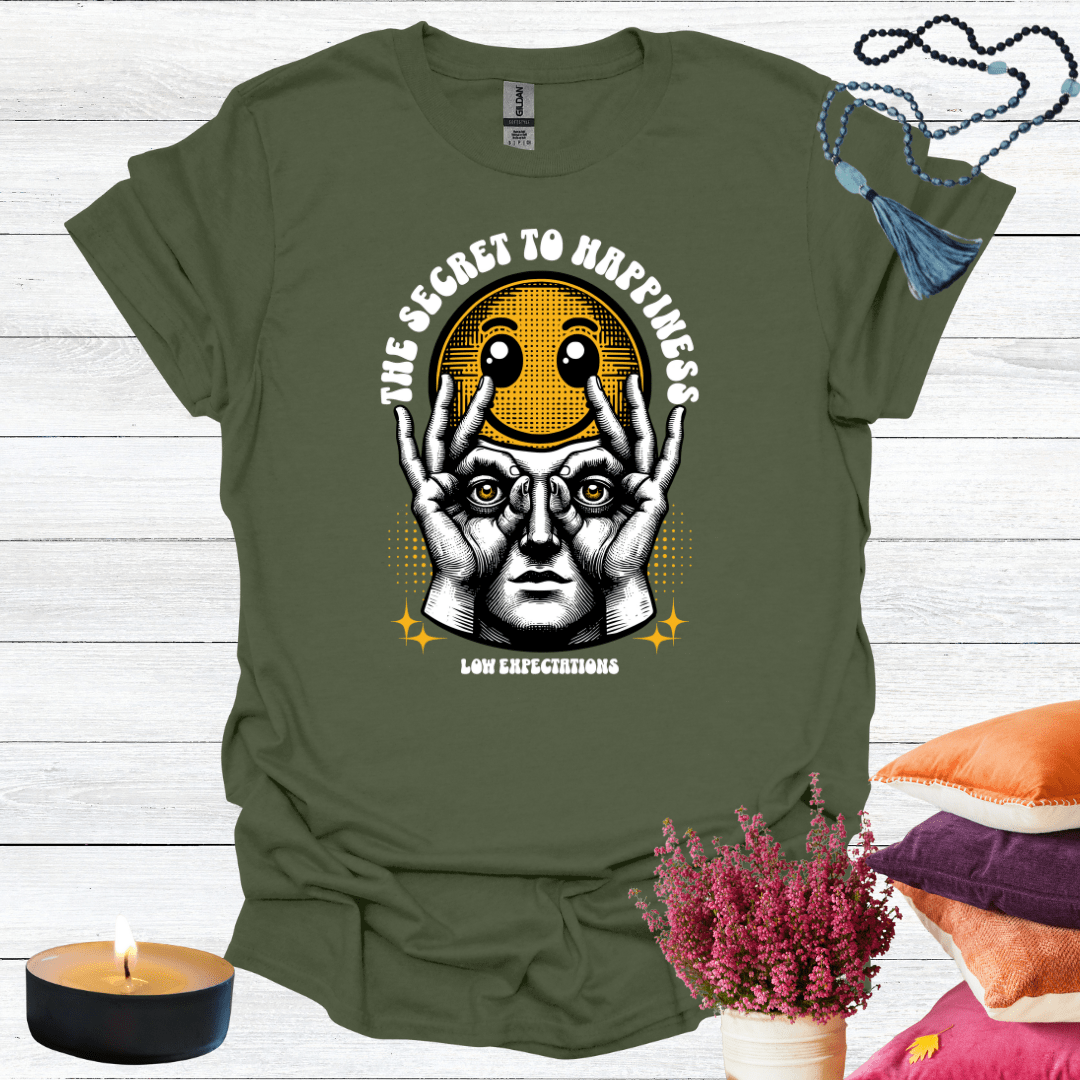 The Secret of Happiness - Low Expectations T-Shirt